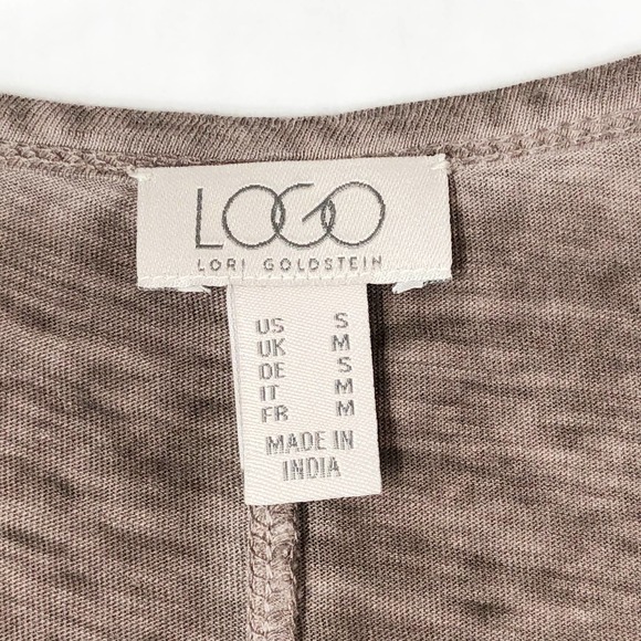 LOGO Lori Goldstein Small Tunic Top Gray Pearl Buttons Pockets‎ Burn Out 169 - Picture 8 of 8